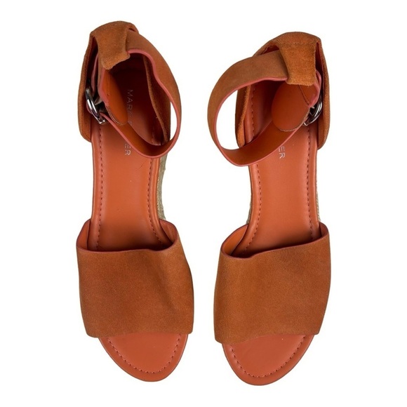 MARC FISHER ZARNA ORANGE SUEDE PLATFORM ANKLE STRAP ESPADRILLE WEDGE HEELS - Picture 6 of 13